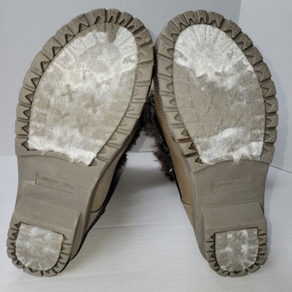 London Fog Melton 2 womens winter duck boots snow boots faux fur brown size 7 - Picture 13 of 14